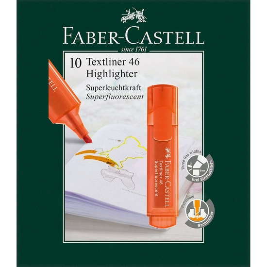 PACK 10 ROTULADOR FLUORESCENTE FABER-CASTELL NARANJA image 0