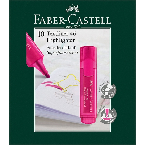 PACK 10 ROTULADOR FLUORESCENTE FABER-CASTELL ROSA image 0
