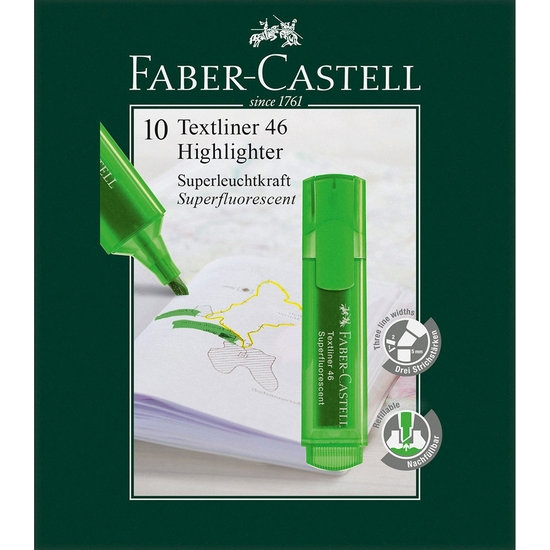 PACK 10 ROTULADOR FLUORESCENTE FABER-CASTELL VERDE image 0