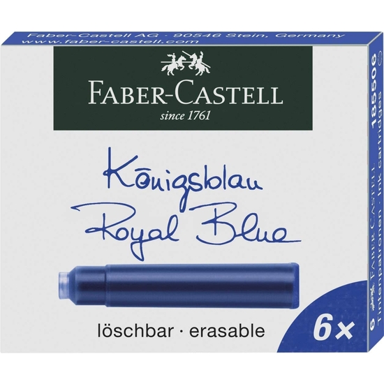 CAJITA 6 CARTUCHOS TINTA PLUMA FABER-CASTELL AZUL image 0