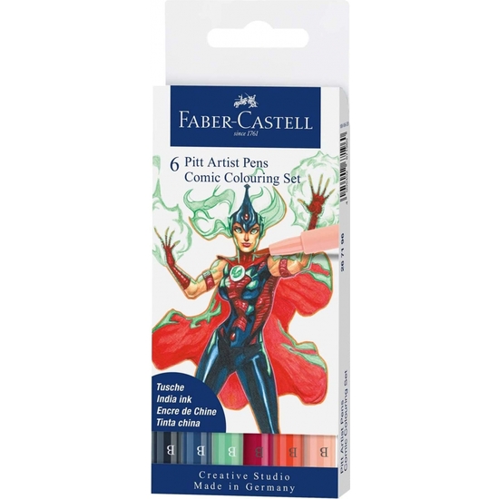 ESTUCHE FABER-CASTELL PITT 6 ROTULAD COMICS COLORES image 0