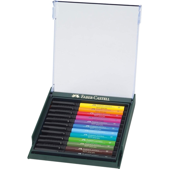 ESTUCHE FABER-CASTELL PITT 12 ROTULAD TONOS FUERTES image 1