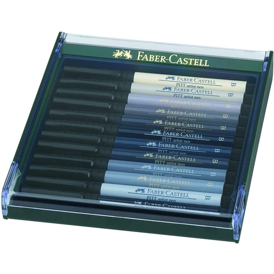 ESTUCHE FABER-CASTELL PITT 12 ROTULAD TONOS GRISES image 0