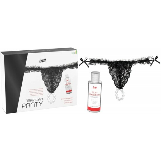 BRAZILIAN PANTY BLACK + STRAWBERRY SLIDING GEL  image 2