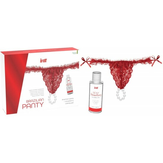 BRAZILIAN PANTY RED + STRAWBERRY SLIDING GEL  image 0