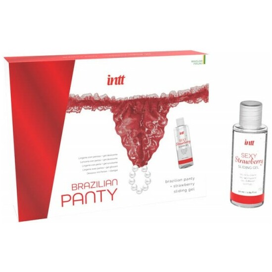 BRAZILIAN PANTY RED + STRAWBERRY SLIDING GEL  image 1