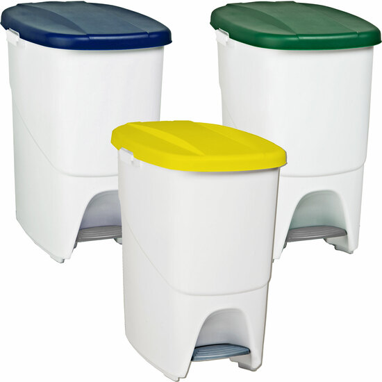 PACK RECICLAJE PEDALBIN ECOLÓGICO - 3 CONTENEDORES DE 25 LITROS EN COLORES - CAPACIDAD TOTAL 75 LITROS image 0