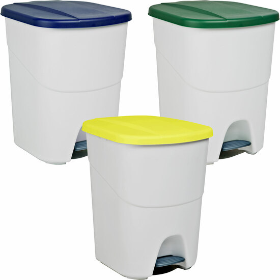 PACK RECICLAJE PEDALBIN ECOLÓGICO - 3 CONTENEDORES DE 40 LITROS EN COLORES - CAPACIDAD TOTAL 120 LITROS image 0