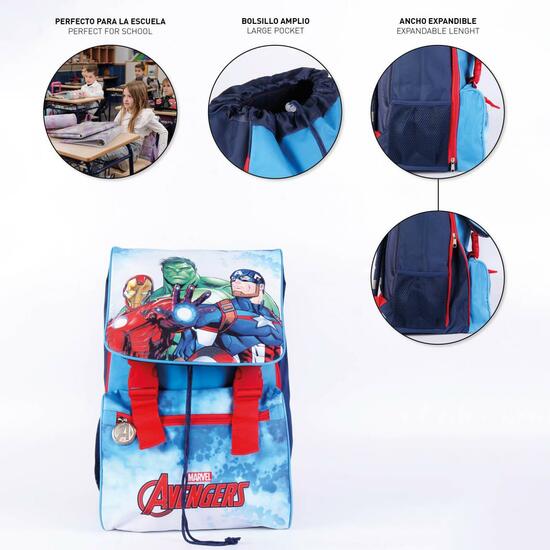 MOCHILA ESCOLAR GRANDE EXTENSIBLE AVENGERS BLUE image 3