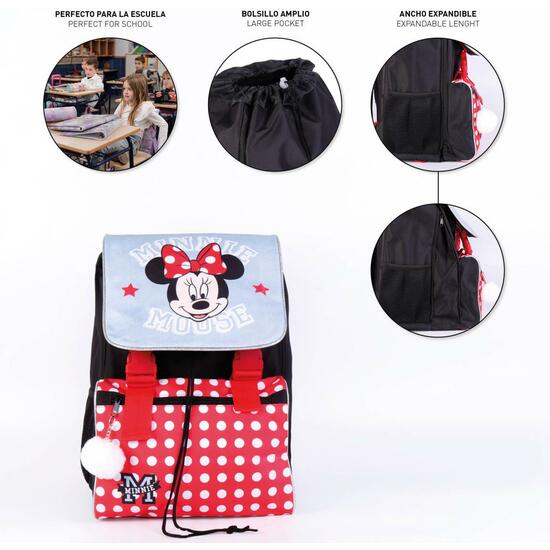 MOCHILA ESCOLAR GRANDE EXTENSIBLE MINNIE RED image 3