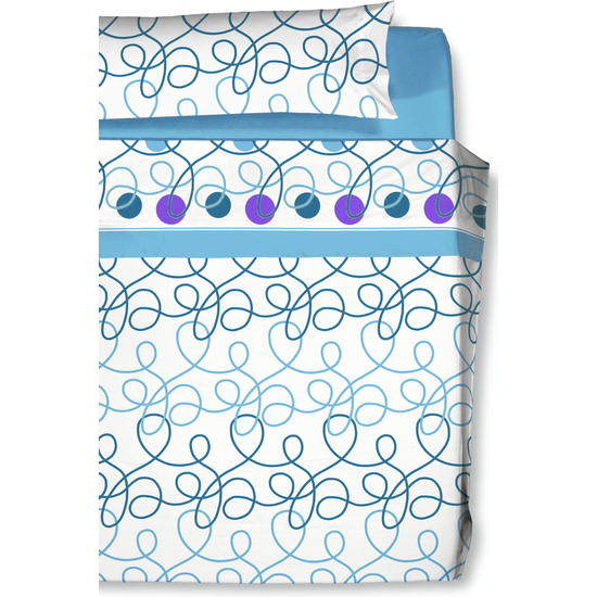 JUEGO DE SÁBANAS ESTAMPADO NUDOS DE CARLA RUBINI AZUL 90 CM image 0