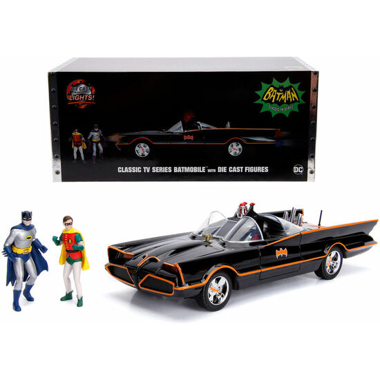 SET FIGURA + COCHE BATMOVIL METAL 1966 BATMAN Y ROBIN DC COMICS image 0