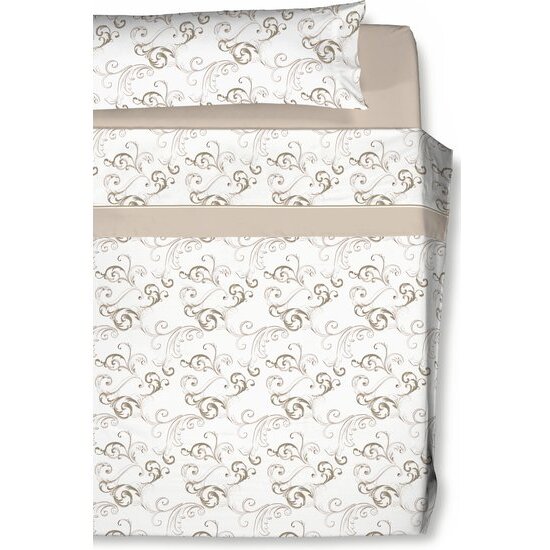 JUEGO DE SÁBANAS ESTAMPADO VOLUTAS DE CARLA RUBINI GRIS 90 CM image 0