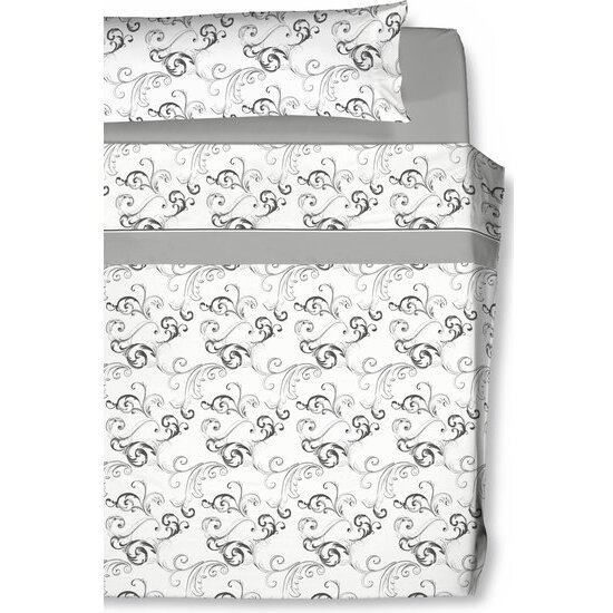 JUEGO DE SÁBANAS ESTAMPADO VOLUTAS DE CARLA RUBINI PIEDRA 135 CM image 0