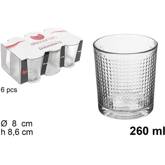 PACK 6 VASO CRISTAL AGUA DIAMANTE 260ML image 0