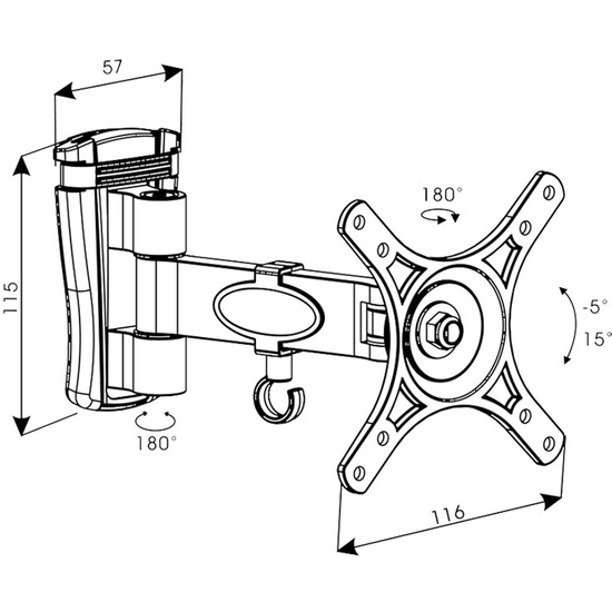 SOPORTE ARTICULADO 1 BRAZO 10" A 24"(100X100) 15KG image 3