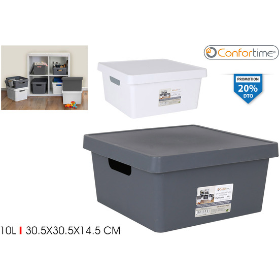 CAJA ORDEN CUADRADA MULTIUSO TAPA 10L CONFORTIME image 0