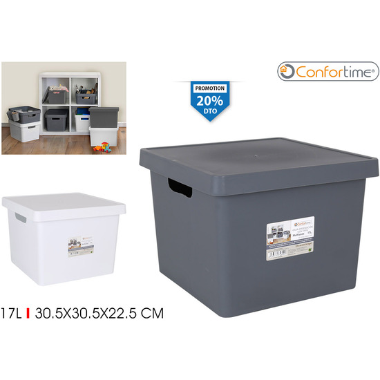 CAJA ORDEN CUADRADA MULTIUSO TAPA 17L CONFORTIME image 0