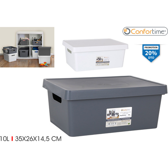 CAJA ORDEN RECTANGULAR MULTIUSO TAPA 10L CONFORTIME image 0