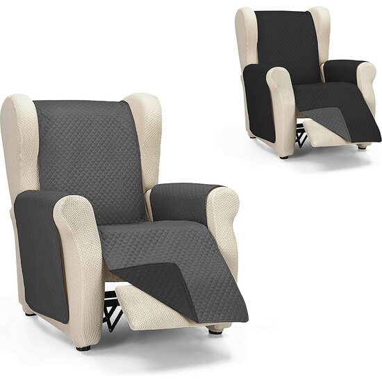 ROMBO CUBRE SOFA REVERSIBLE ACOLCHADO 1 PLAZA ANTRACITA/NEGRO  image 2
