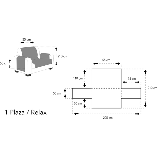 ROMBO CUBRE SOFA REVERSIBLE ACOLCHADO 1 PLAZA GRIS/NEGRO image 4