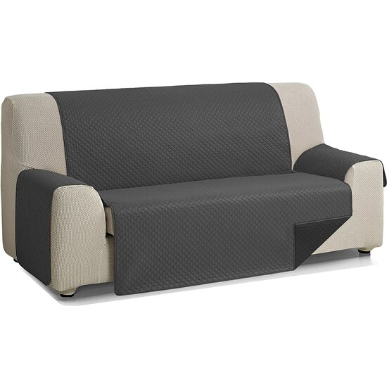 ROMBO CUBRE SOFA REVERSIBLE ACOLCHADO 2 PLAZAS ANTRACITA/NEGRO image 0