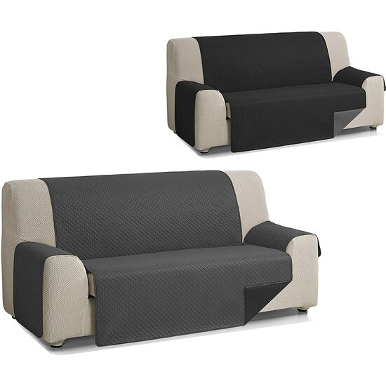 ROMBO CUBRE SOFA REVERSIBLE ACOLCHADO 2 PLAZAS ANTRACITA/NEGRO image 2