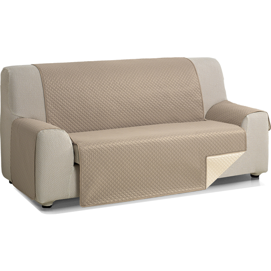 ROMBO CUBRE SOFA REVERSIBLE ACOLCHADO 2 PLAZAS BEIGE/CUERO image 1