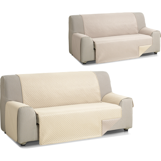 ROMBO CUBRE SOFA REVERSIBLE ACOLCHADO 2 PLAZAS BEIGE/LINO image 2