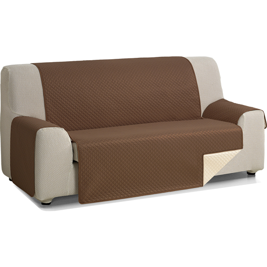 ROMBO CUBRE SOFA REVERSIBLE ACOLCHADO 2 PLAZAS BEIGE/MARRON image 1