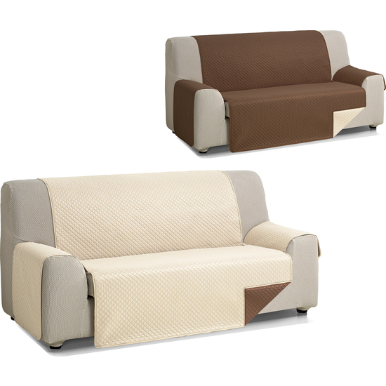 ROMBO CUBRE SOFA REVERSIBLE ACOLCHADO 2 PLAZAS BEIGE/MARRON image 2