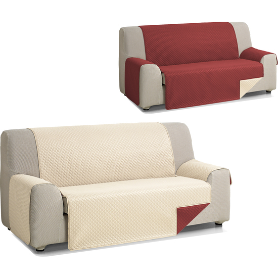 ROMBO CUBRE SOFA REVERSIBLE ACOLCHADO 2 PLAZAS BEIGE/ROJO image 2