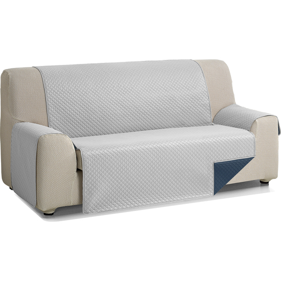 ROMBO CUBRE SOFA REVERSIBLE ACOLCHADO 2 PLAZAS GRIS/AZUL image 0