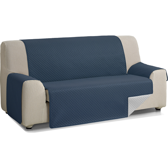 ROMBO CUBRE SOFA REVERSIBLE ACOLCHADO 2 PLAZAS GRIS/AZUL image 1