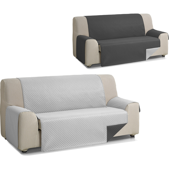 ROMBO CUBRE SOFA REVERSIBLE ACOLCHADO 2 PLAZAS GRIS/ANTRACITA image 2