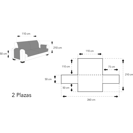 ROMBO CUBRE SOFA REVERSIBLE ACOLCHADO 2 PLAZAS GRIS/NEGRO image 4