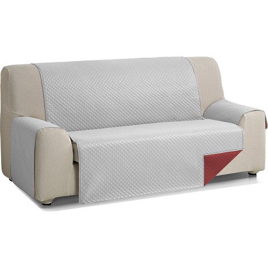 ROMBO CUBRE SOFA REVERSIBLE ACOLCHADO 2 PLAZAS GRIS/ROJO image 0