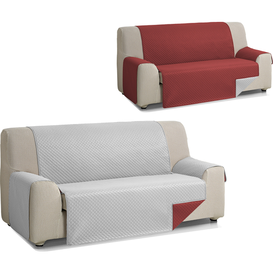 ROMBO CUBRE SOFA REVERSIBLE ACOLCHADO 2 PLAZAS GRIS/ROJO image 2