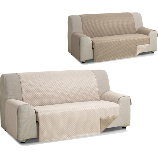 ROMBO CUBRE SOFA REVERSIBLE ACOLCHADO 2 PLAZAS LINO/CUERO image 2