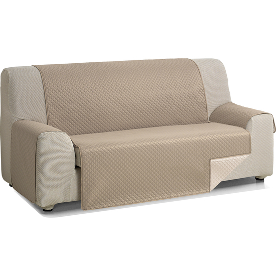 ROMBO CUBRE SOFA REVERSIBLE ACOLCHADO 3 PLAZAS LINO/CUERO image 1