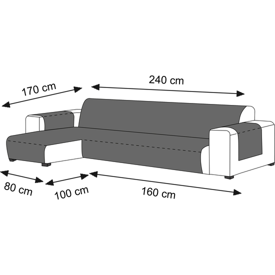 ROMBO CUBRE CHAISE LONGUE 240 PLOMO UNIVERSAL image 2