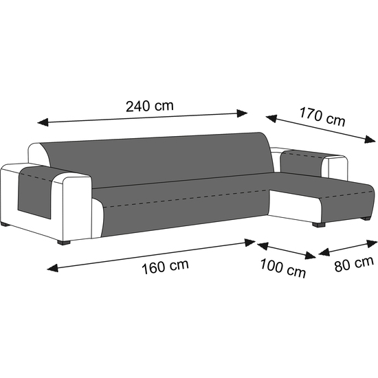 ROMBO CUBRE CHAISE LONGUE 240 PLOMO UNIVERSAL image 3