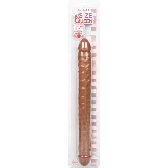 SIZE QUEEN DOUBLE DONG 17 INCH BROWN image 1
