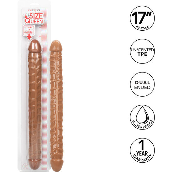 SIZE QUEEN DOUBLE DONG 17 INCH BROWN image 6
