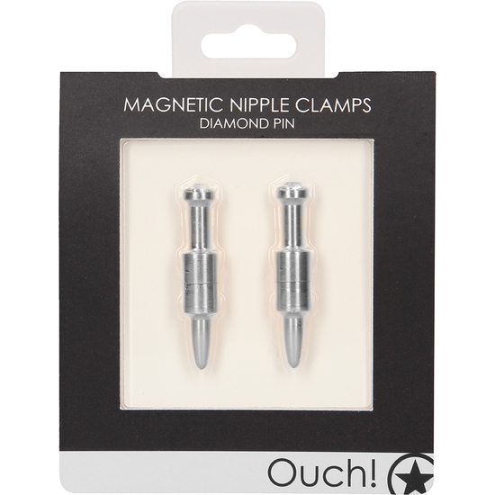 MAGNETIC NIPPLE CLAMPS - DIAMOND PIN - SILVER image 1