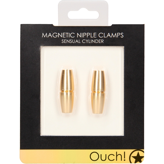 MAGNETIC NIPPLE CLAMPS - SENSUAL CYLINDER - GOLD image 1