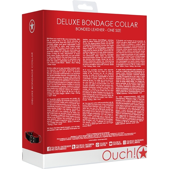 DELUXE BONDAGE COLLAR - ONE SIZE - RED image 2
