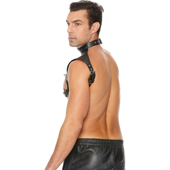 MEN HARNESS WITH NECK COLLAR - ONE SIZE - BLACK image 5