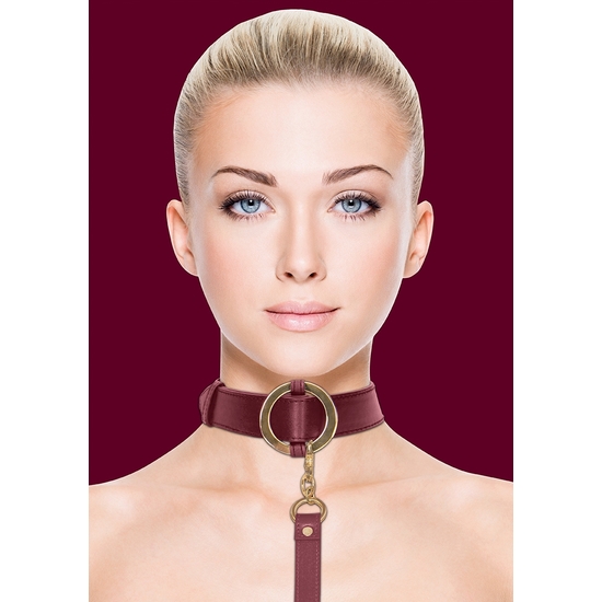 OUCH HALO - COLLAR WITH LEASH - BURGUNDY image 0