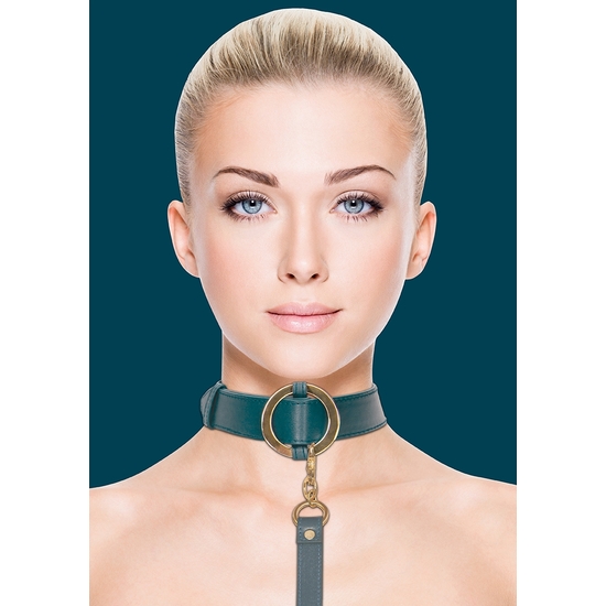 OUCH HALO - COLLAR WITH LEASH - GREEN image 0
